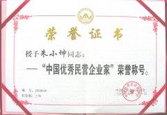 09中国优秀民营企业荣誉证书
